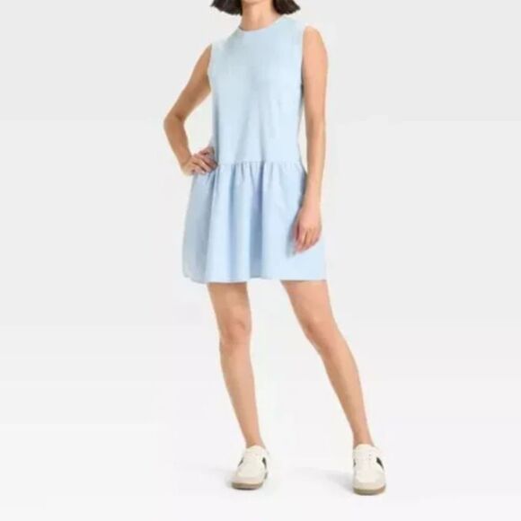 Universal Thread Women’s Blue Mini Shift Dress Medium 100% Cotton - Picture 1 of 6